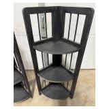 Pair of 3-Tier Corner Wood Shelf Units with Metal Shoe Rack