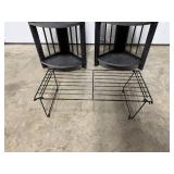 Pair of 3-Tier Corner Wood Shelf Units with Metal Shoe Rack