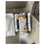 Storage Bin Lot with Chains, Clotheslines, Tarp, Bags, and Organizer Pouches