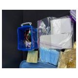 Bulk Lot of Gift Bags, Pouches, Organza, and Craft Ribbons with Storage Totes