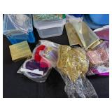 Bulk Lot of Gift Bags, Pouches, Organza, and Craft Ribbons with Storage Totes