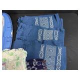 Large Collection of Vintage Embroidered and Lace Linens in Storage Tote