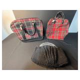Collection of 3 Vintage Handbags with Plaid and Knit Designs