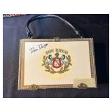 Collection of 3 Handbags and Storage Items - Autographed Don Diego Cigar Box, Woven Basket, Vera Bradley Quilted Purse