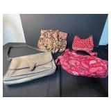 Coach Leather Messenger Bag and 3 Vera Bradley Quilted Tote Bags