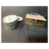 Vintage Metal Purse with Mirror and Beaded Bag Set