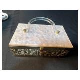 Vintage Metal Purse with Mirror and Beaded Bag Set