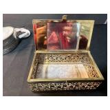 Vintage Metal Purse with Mirror and Beaded Bag Set