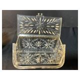 Vintage Clear Carved Lucite Purse and Decorative Gold Tone Boxy Purse w Top Handle