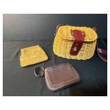 Collection of 3 Vintage Purses: Etienne Aigner Handmade Wicker, Hillard & Hanson Beaded, Brown Leather Pouch