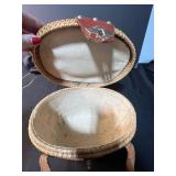 Lot of 2 Vintage Purses - Woven Basket Handbag and Ashroil Evening Bag