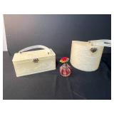 Vintage Lucite Purse Boxes with Mirrored Interiors and Irice Perfume Bottle (untested)