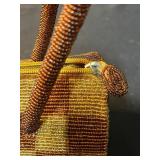 Vintage Black Handbag, Beaded Purse, and Plushland Sock Monkey Backpack