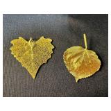 Set of 3 Stone Mountain Handbags and Gold Dipped (Plated) Leaf Brooch & Pendant