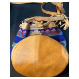 Force Ten West Leather Handbag and Multicolor Woven Drawstring Purse