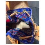 Force Ten West Leather Handbag and Multicolor Woven Drawstring Purse