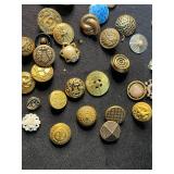 Vintage and Decorative Brass Metal Buttons Assortment