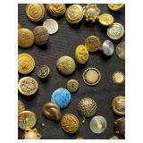 Vintage and Decorative Brass Metal Buttons Assortment