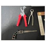 Mixed Hand Tools Collection with Marking Tools and Organizer Bin