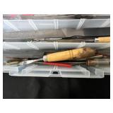 Assortment of Hand Tools with Files and Vintage Jars of Metal Washers