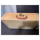 Pair of Vintage Hard-Sided Suitcases with Fabric Exterior