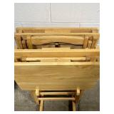 Set of 4 Wooden Folding TV Trays with Stand