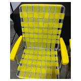 Pair of Vintage Yellow Webbed Aluminum Lawn Chairs
