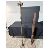 Antique Floor Lamp Parts with Ornate Base and Wooden Stand