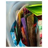 Large Collection of Holiday and Gift Bags with Ribbons in Plastic Storage Tote