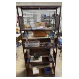 Metal Industrial Shelving Unit with Mesh Sides, 65x30x11 Inches5 Shelves & Mixed Workshop Lot with Pliers Sets, Hand Tools, Bungee Cords and Grinder