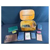 Vintage Woven Basket with Collection of Autograph and Memory Books