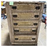 Antique Wooden 5-Drawer Chest with Distressed Finish