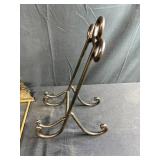 Vintage Brass Book Rack and Decorative Metal Easel Stand