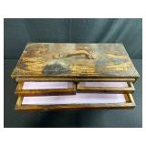 Antique Wooden 5-Drawer Machinist Chest with Leather Handle