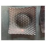 Set of 4 Textured Glass Square Dishes with Wavy and Checkered Designs