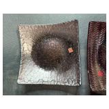 Set of 4 Textured Glass Square Dishes with Wavy and Checkered Designs