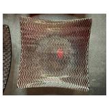 Set of 4 Textured Glass Square Dishes with Wavy and Checkered Designs
