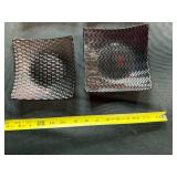 Set of 4 Textured Glass Square Dishes with Wavy and Checkered Designs