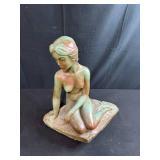 Art Deco Style Kneeling Nude Woman Sculpture 13 Inch Tall