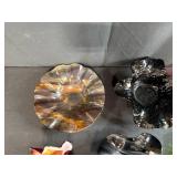 Collection of Decorative Art Glass Bowls and Trays Assorted Colors