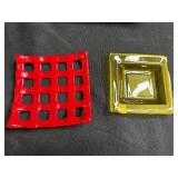 Collection of Decorative Art Glass Bowls and Trays Assorted Colors