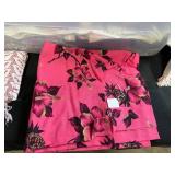 Assorted Vintage Linens and Fabric Pieces in Storage Tote