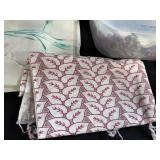 Assorted Vintage Linens and Fabric Pieces in Storage Tote