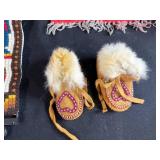 Lot of Native American and Folk Art Miniatures with Beaded Boots, Ladders, and Textiles