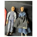 Vintage Folk Art Collection: Reed & Barton Silver Dish, Polly Page Dolls, and Decorative Miniatures