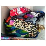 Hot Mon! Plaid Picnic Tin with Vintage Scarves, Doilies, and Sewing Accessories