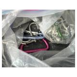 Assorted Clothespins, Carabiner Hooks, Curtain Hooks, Metal Wall Decor, and Bungee Cords