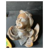 Home Decor Collection with Signed & Numbered Framed Art, Carved Angel, Hand-Painted Wood Piece, and Sign