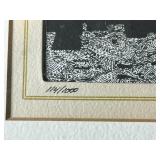 Home Decor Collection with Signed & Numbered Framed Art, Carved Angel, Hand-Painted Wood Piece, and Sign