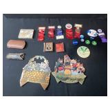 Collection of Vintage Buttons, Ribbons, Cat Die Cuts, and Antique Eyeglasses